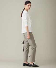 ICB 【洗える】シャイニースムース ドレープフリルカットソー