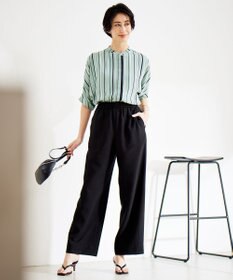 ICB L 【洗える】ワッシャーツイル ワイドストレートパンツ