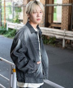 WEGO 【ユニセックス着用ITEM/MLサイズ展開】ヴィンテージライクBIGデニムジャケット