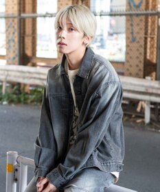 WEGO 【ユニセックス着用ITEM/MLサイズ展開】ヴィンテージライクBIGデニムジャケット