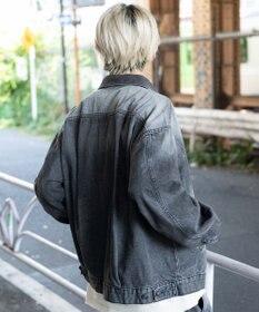 WEGO 【ユニセックス着用ITEM/MLサイズ展開】ヴィンテージライクBIGデニムジャケット