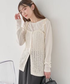 earth music&ecology 【予約】透かし編みニットキャミビスチェ