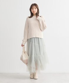 earth music&ecology 透かしベロアモールプルオーバー