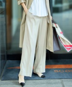 自由区 【セットアップ対応】リネンライクシンセティックワイドストレート パンツ フラックス