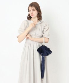 MOONBAT 【雑誌掲載 美人百花6月号】ランバン オン ブルー 晴雨兼用日傘 長傘 フレアフリル＆チャーム 遮光 遮熱 UV