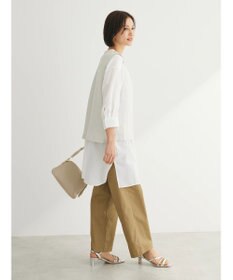 Green Parks ＳＥＴ２点Ｖネックベスト＋７分袖ミディシャツワンピース