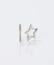 Phoebe 【金属アレルギー対応】ワンタッチライナースタービジューフープピアス　シルバー