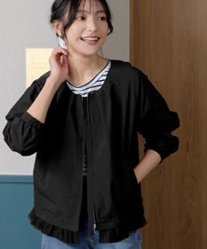 Tiaclasse 【洗える】チュールフリルタックブルゾン