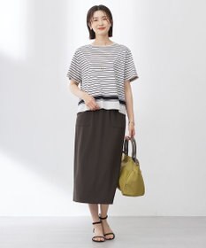 J.PRESS LADIES S 【洗える】パネルボーダー Tシャツ