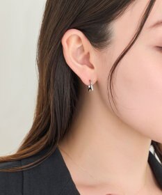 Phoebe 【金属アレルギー対応】ワンタッチライナースタービジューフープピアス　シルバー