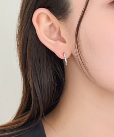 Phoebe 【金属アレルギー対応】ワンタッチライナースタービジューフープピアス　シルバー