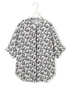 ICB L 【人気のため新色追加・接触冷感・UVケア・速乾・洗える】BackSatinAmunzen 5分袖バンドカラーブラウス