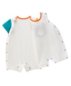 MIKI HOUSE HOT BISCUITS 【70-80cm】カラフルビーンズ フェイスプリント ショートオール