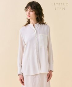 BEIGE， 【WEB限定・洗える】CELOSIA / シアースリーブスタンドカラーブラウス