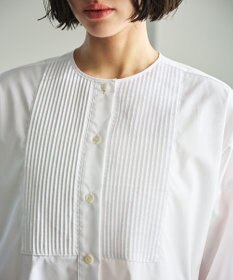 #Newans 【洗濯機可能/シワになりにくい】〈お腹・腰回りをカバー〉ピンタックデザインスクエアブラウス