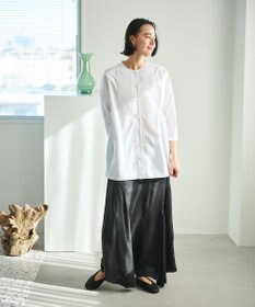 #Newans 【洗濯機可能/シワになりにくい】〈お腹・腰回りをカバー〉ピンタックデザインスクエアブラウス