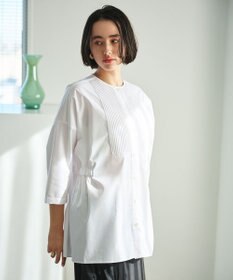 #Newans 【洗濯機可能/シワになりにくい】〈お腹・腰回りをカバー〉ピンタックデザインスクエアブラウス