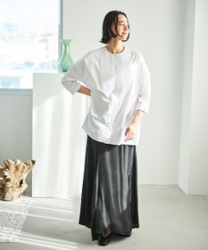 #Newans 【洗濯機可能/シワになりにくい】〈お腹・腰回りをカバー〉ピンタックデザインスクエアブラウス