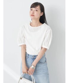 earth music&ecology 刺繍パフスリーブブラウス