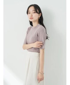 earth music&ecology ショルダーボタンリブニットプルオーバー