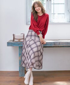 ANY SIS 【洗える】レースオンチェック スカート