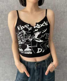 WEGO 【カップ付きインナー】グラフィックリブキャミソール