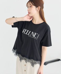 earth music&ecology 裾レースロゴプリントTシャツ