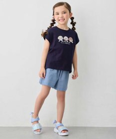 ANY KIDS 【綿100%】ひんやり フレンチスリーブ サガラ刺繡Tシャツ