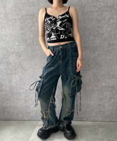 WEGO 【カップ付きインナー】グラフィックリブキャミソール