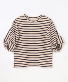 ANY L ツイストスリーブボーダートップス