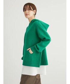 Green Parks スウェット風フード付ニットプルオーバー
