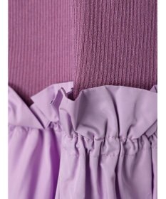 Green Parks ランタン型ニットドッキングタフタワンピース