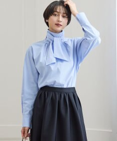 23区 【滝沢眞規子さん着用/Oggi掲載】ストレッチライトタイプライター 2WAY ボウタイブラウス スカイブルー系