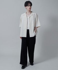 WEGO 【ユニセックス着用アイテム/手洗い可/SETUP可】リネンレーヨンオープンカラーシャツ（S）