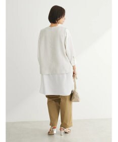 Green Parks ＳＥＴ２点Ｖネックベスト＋７分袖ミディシャツワンピース