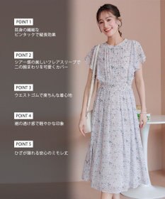 Tiaclasse 【小倉優子さん着用・洗える】フレアスリーブ柄ワンピース