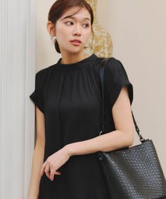 Tiaclasse 【洗える】モックネックフレンチスリーブカットソーブラウス