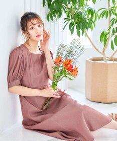 Tiaclasse 【洗える】パフスリーブ配色ステッチワンピース