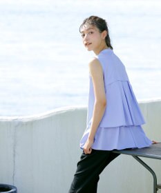 Tiaclasse 【洗える】ノースリーブ後ろタックティアードブラウス