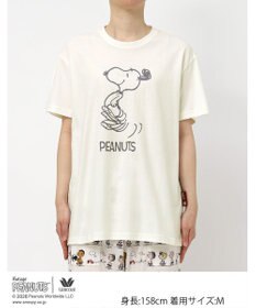 WACOAL PEANUTS トップス 4分袖 Tシャツ 綿100%(本体) スヌーピー レディース FTT168 /ワコール