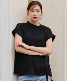 Tiaclasse 【洗える】モックネックフレンチスリーブカットソーブラウス