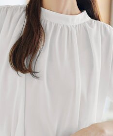 Tiaclasse 【洗える】モックネックフレンチスリーブカットソーブラウス