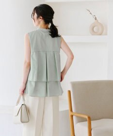 Tiaclasse 【洗える】ノースリーブ後ろタックティアードブラウス