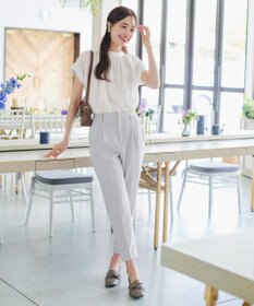 Tiaclasse 【洗える】モックネックフレンチスリーブカットソーブラウス