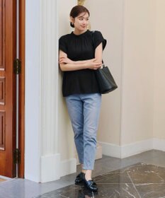 Tiaclasse 【洗える】モックネックフレンチスリーブカットソーブラウス