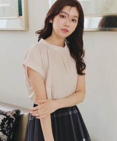 Tiaclasse 【洗える】モックネックフレンチスリーブカットソーブラウス