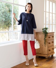 Tiaclasse 【洗える】美脚効果の高いスリットテーパードパンツ