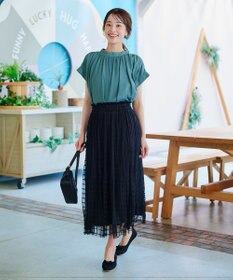 Tiaclasse 【洗える】モックネックフレンチスリーブカットソーブラウス