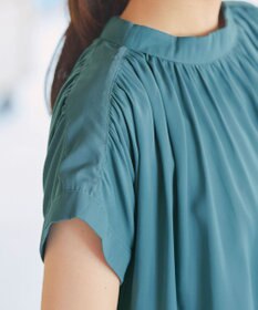 Tiaclasse 【洗える】モックネックフレンチスリーブカットソーブラウス