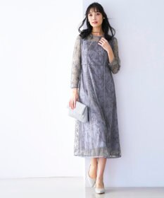 ANY SIS 【Lily Calin】グレースフラワー ドレス ブルーグレー